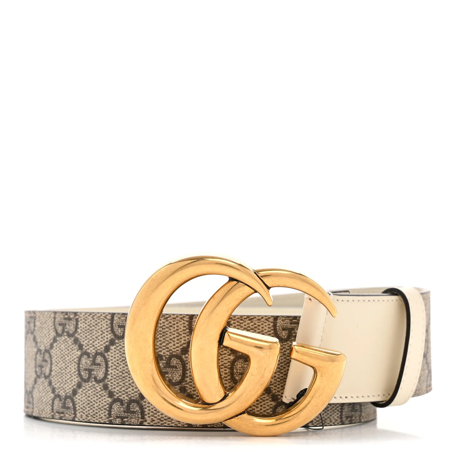 GG Supreme Monogram Matte Plutone Calfskin Double G 40mm Belt 80 32 Beige Ebony Mystic White