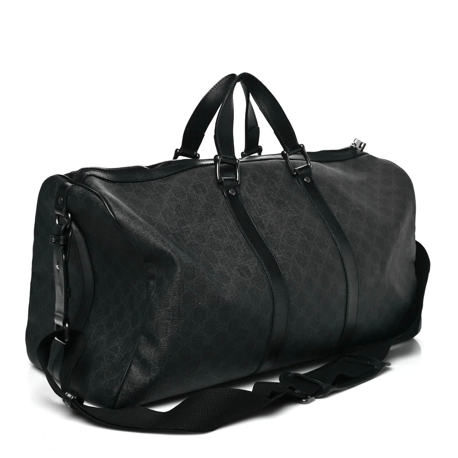GG Supreme Monogram Medium Carry-On Duffle Bag Black Grey - Image 3