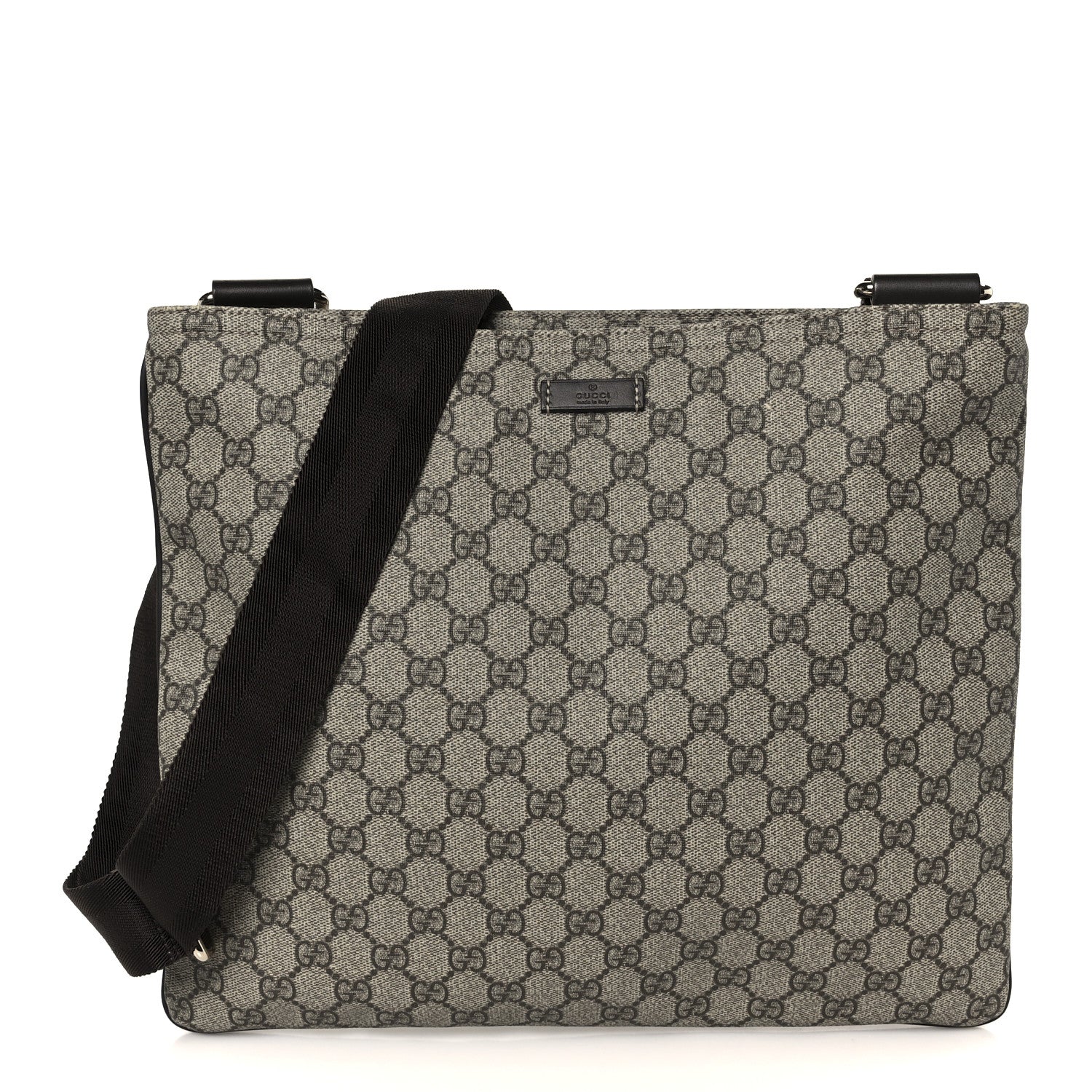 GG Supreme Monogram Medium Flat Messenger Bag Dark Brown