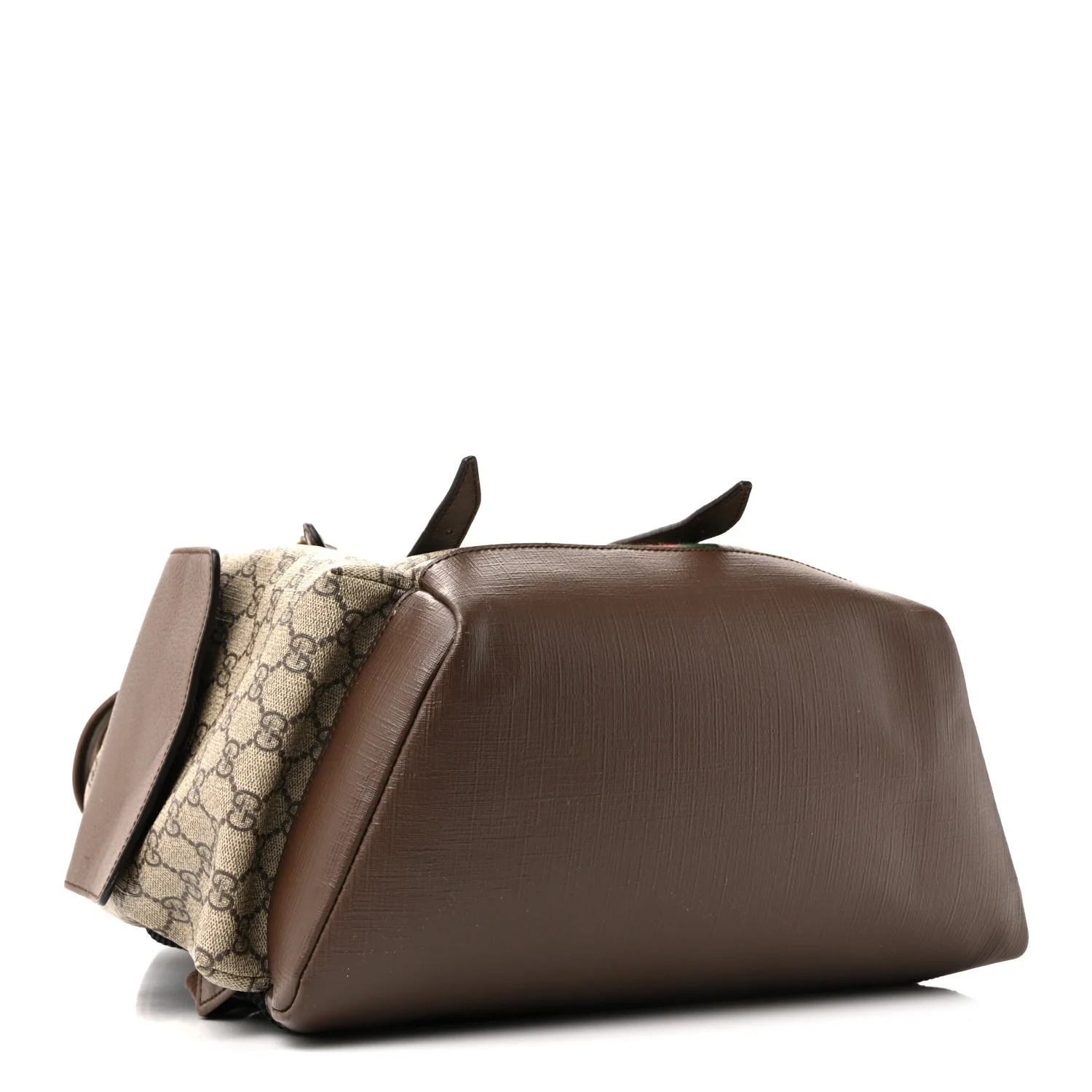 GG Supreme Monogram Medium Ophidia Double Buckle Backpack Brown - Image 10