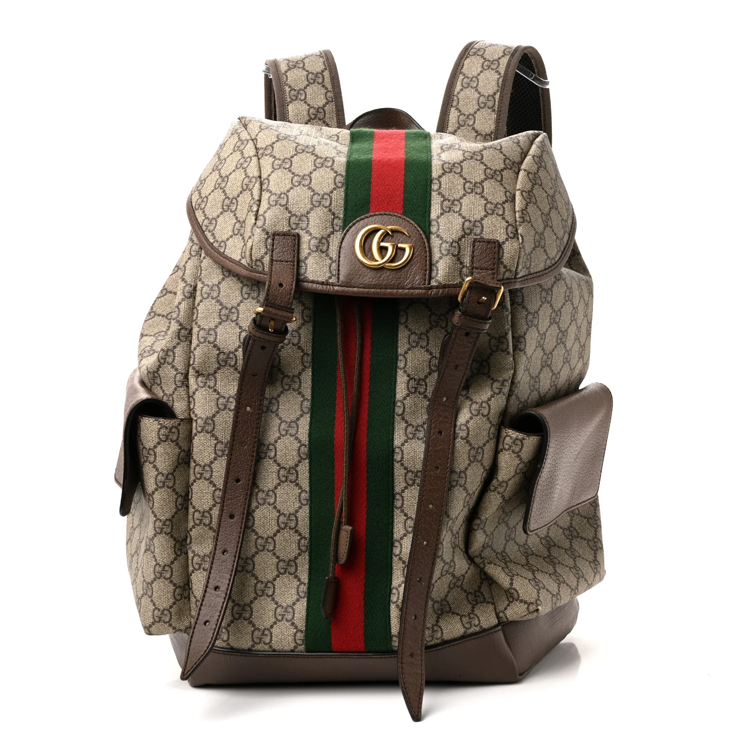 GG Supreme Monogram Medium Ophidia Double Buckle Backpack Brown - Image 2