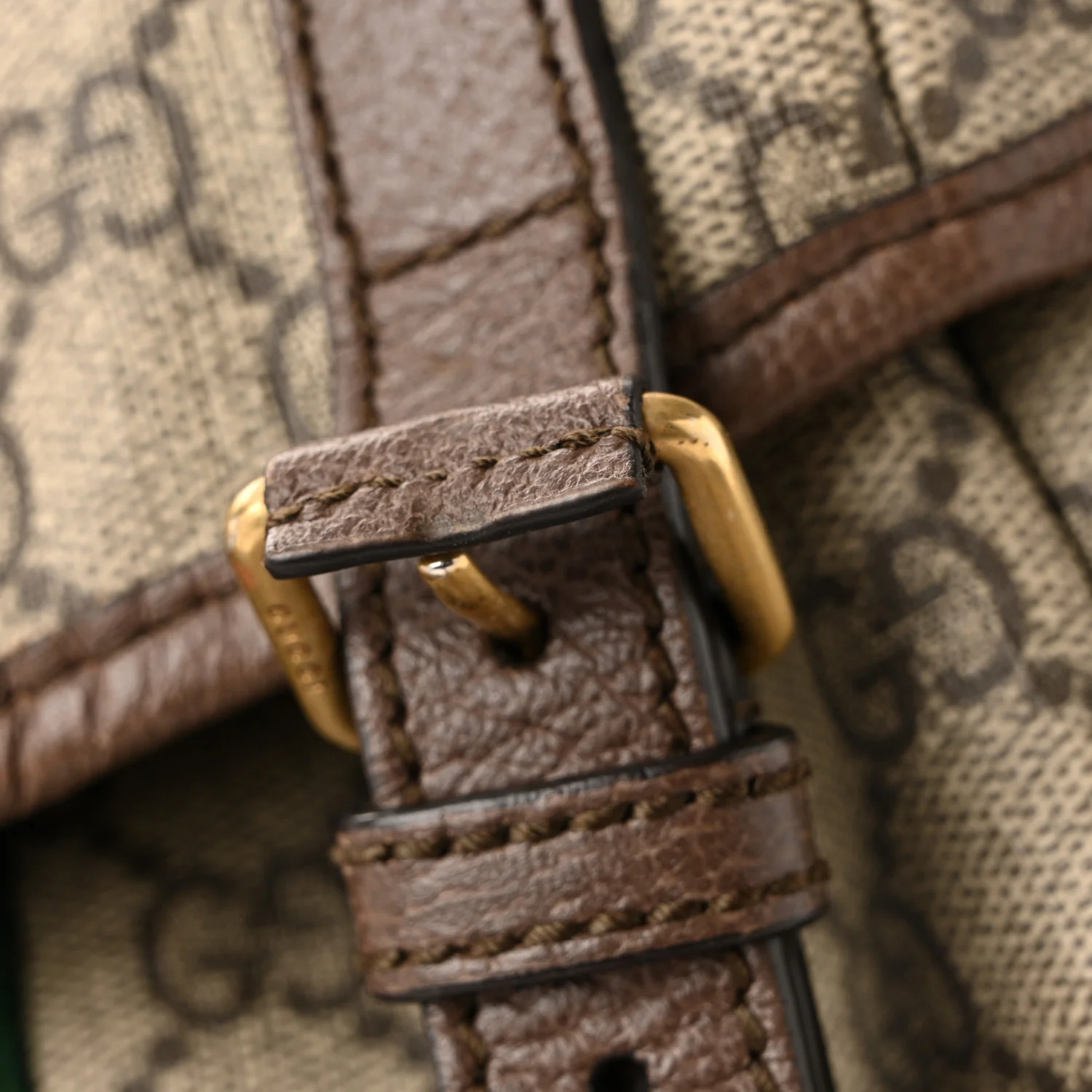 GG Supreme Monogram Medium Ophidia Double Buckle Backpack Brown - Image 32