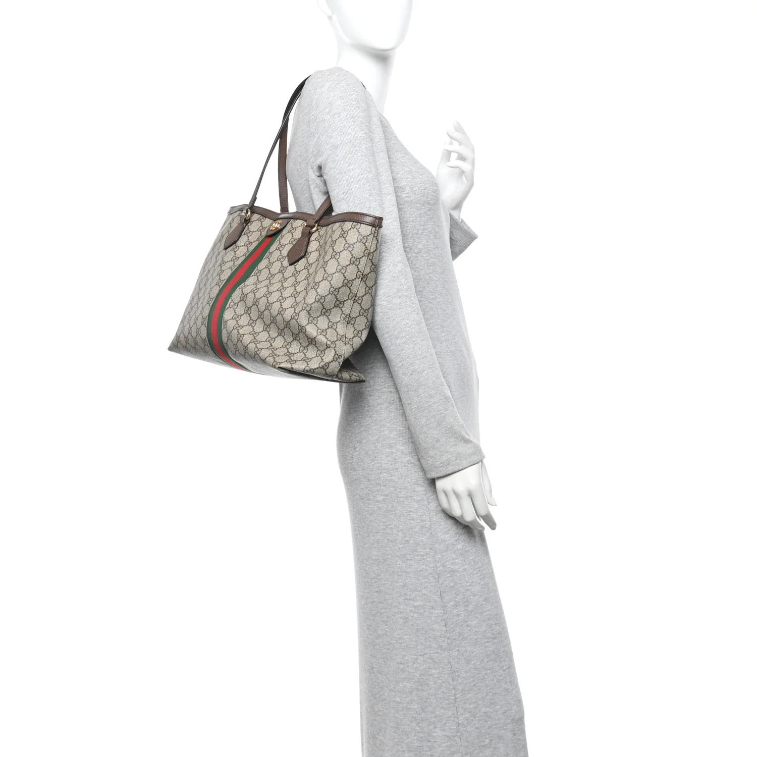 GG Supreme Monogram Medium Ophidia Shopping Tote Brown - Image 2