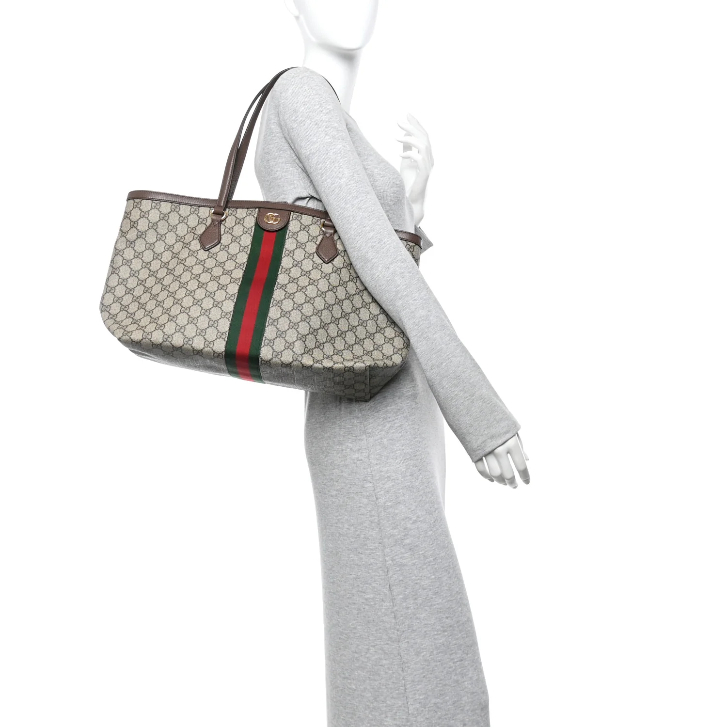 GG Supreme Monogram Medium Ophidia Shopping Tote Brown - Image 2