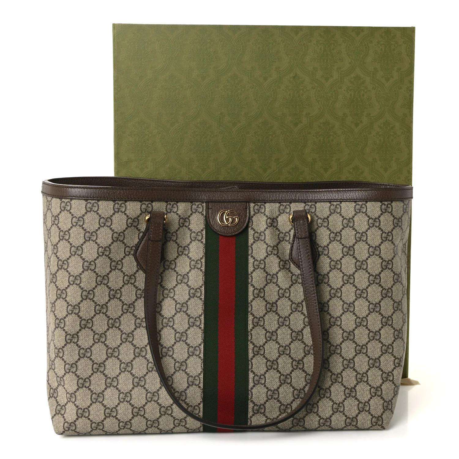 GG Supreme Monogram Medium Ophidia Shopping Tote Brown - Image 11
