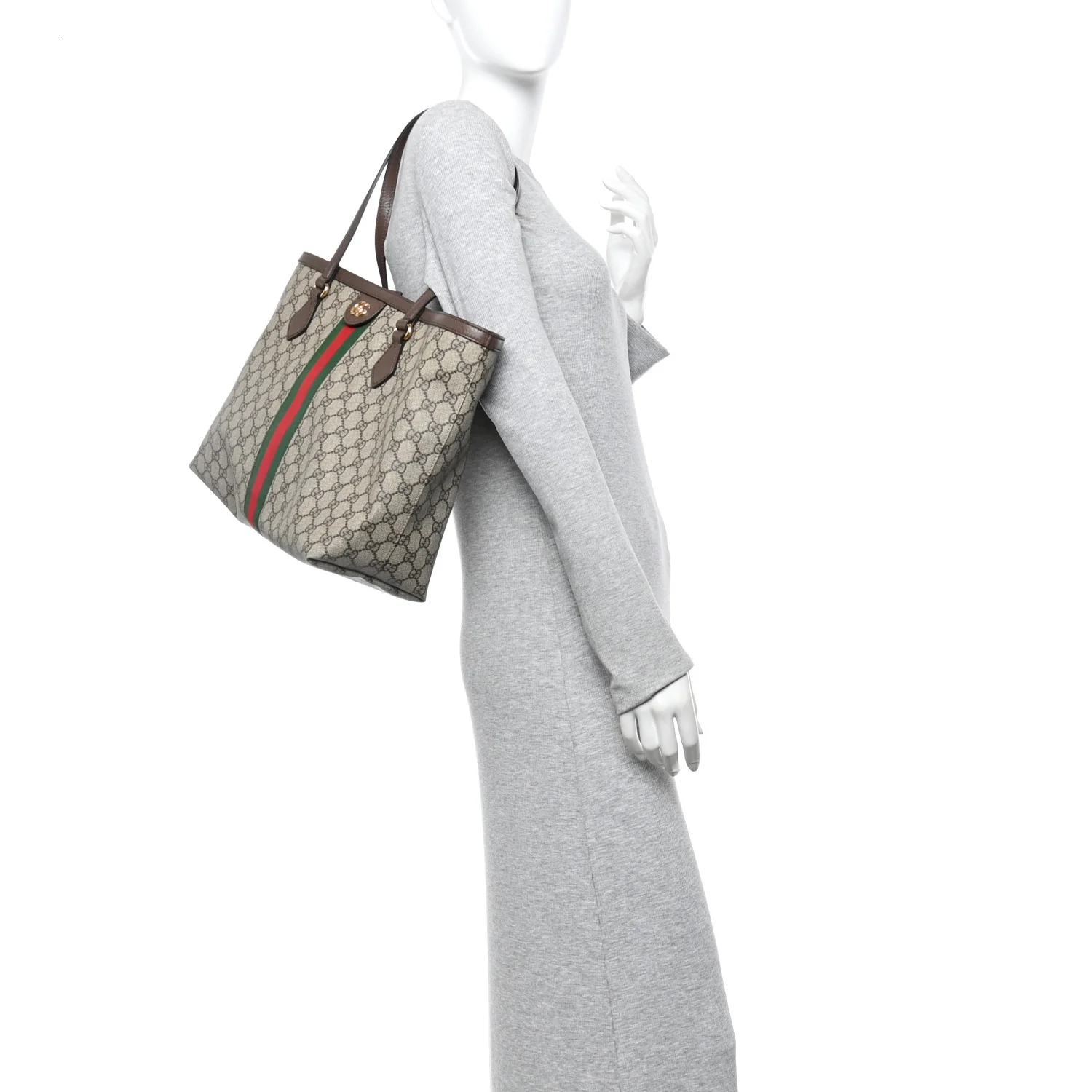 GG Supreme Monogram Medium Ophidia Shopping Tote Brown - Image 2