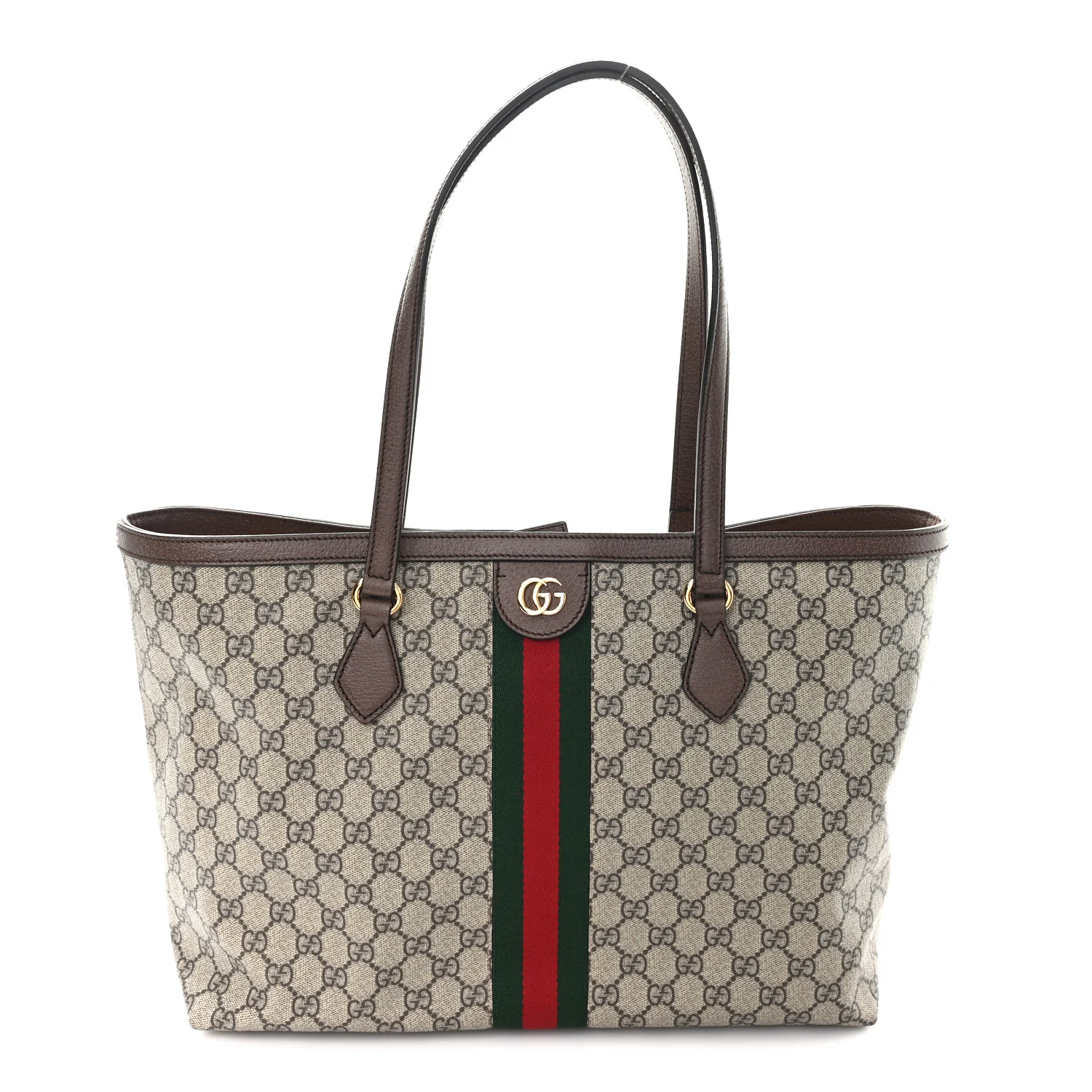 GG Supreme Monogram Medium Ophidia Shopping Tote Brown
