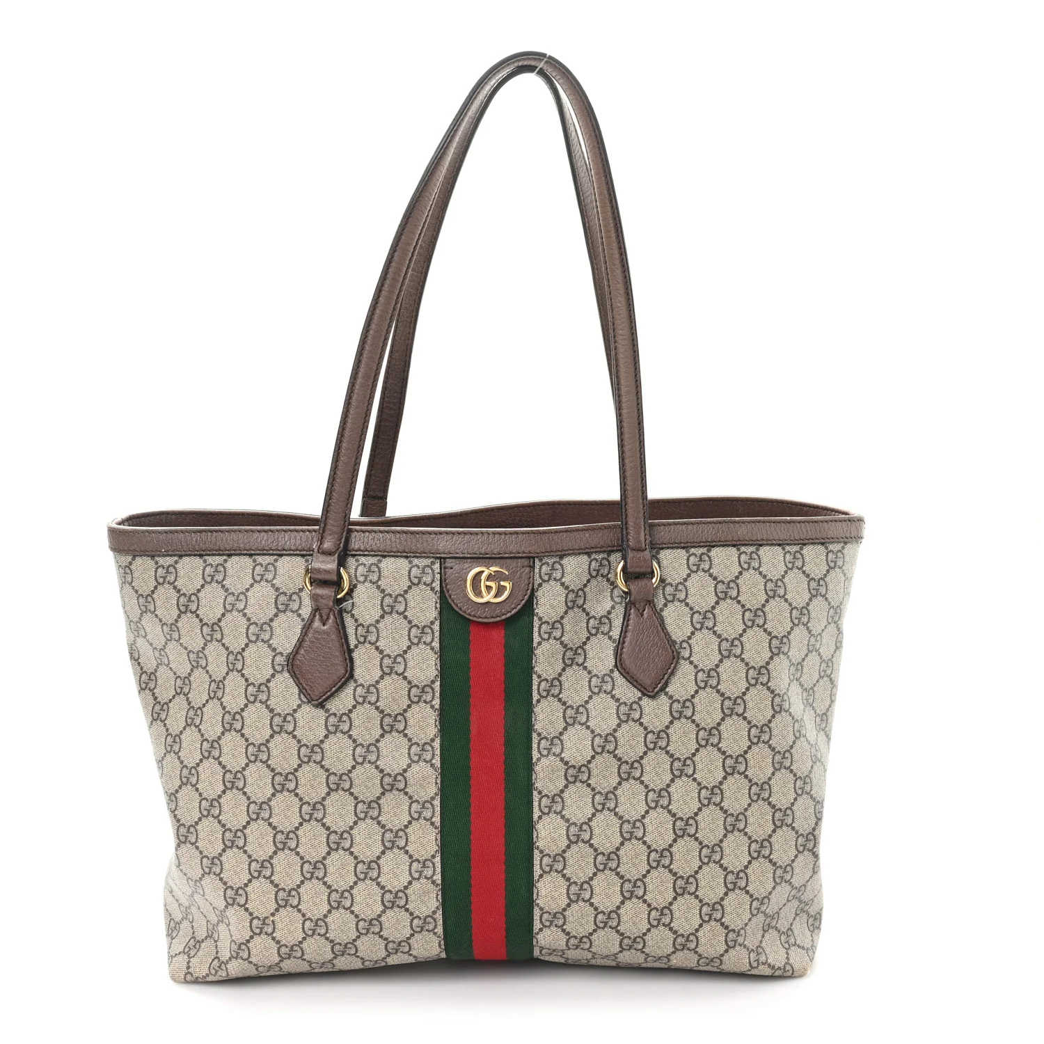 GG Supreme Monogram Medium Ophidia Shopping Tote Brown