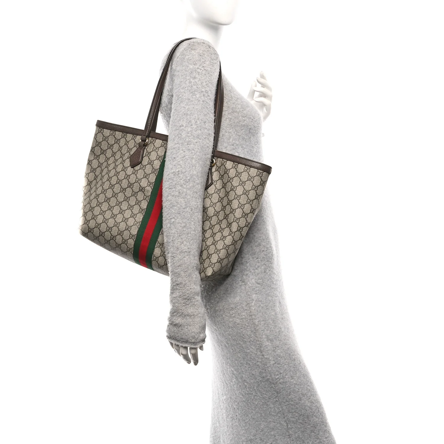 GG Supreme Monogram Medium Ophidia Shopping Tote Brown - Image 2
