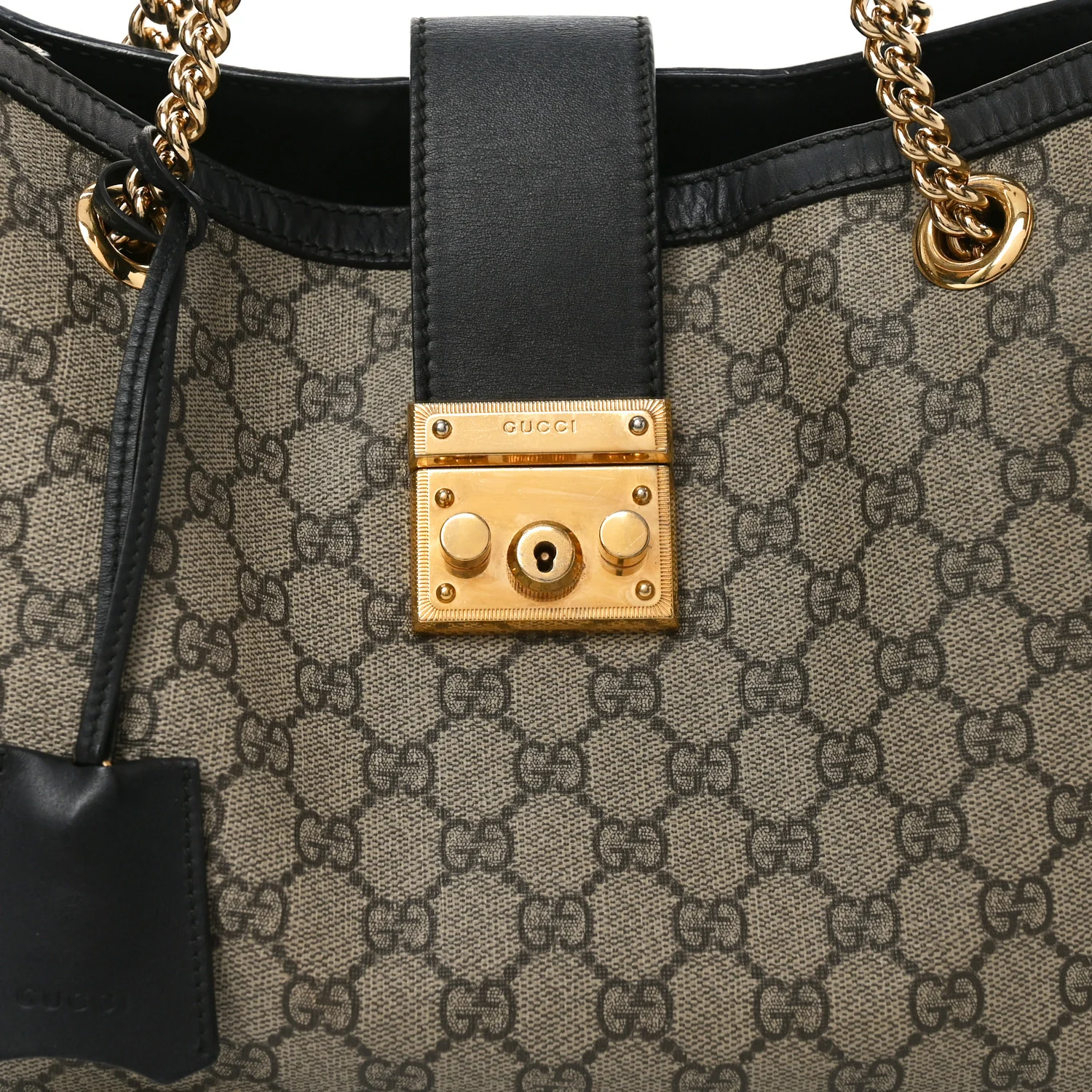 GG Supreme Monogram Medium Padlock Tote Black - Image 8