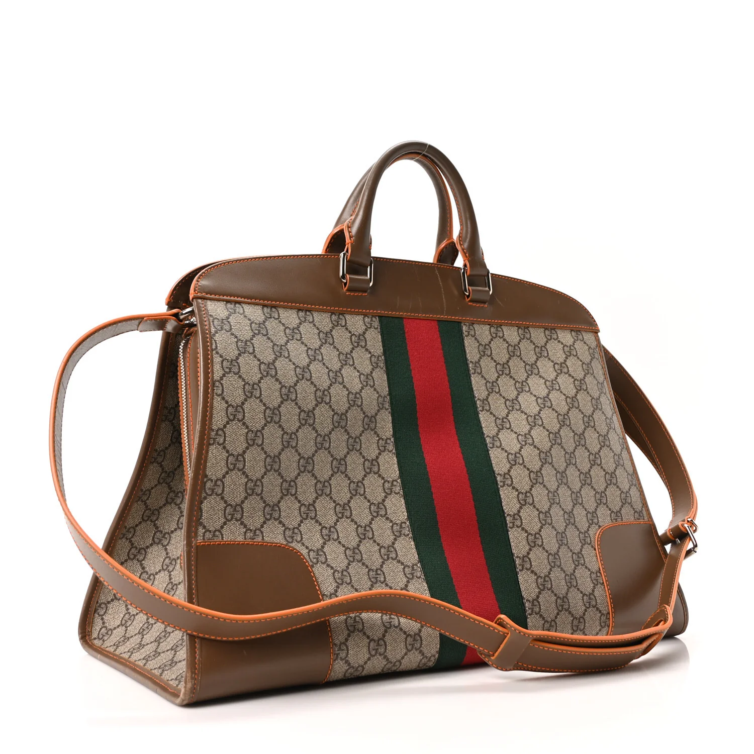 GG Supreme Monogram Medium Web Duffle Beige Brown Orange - Image 2