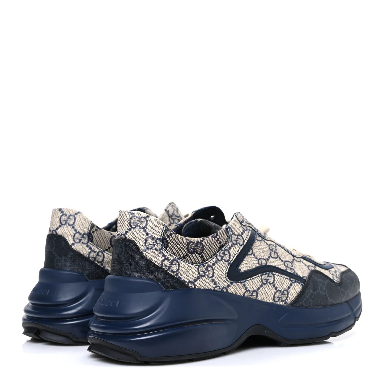 GG Supreme Monogram Mens Rhyton Sneakers 8.5 Beige Black Blue - Image 5