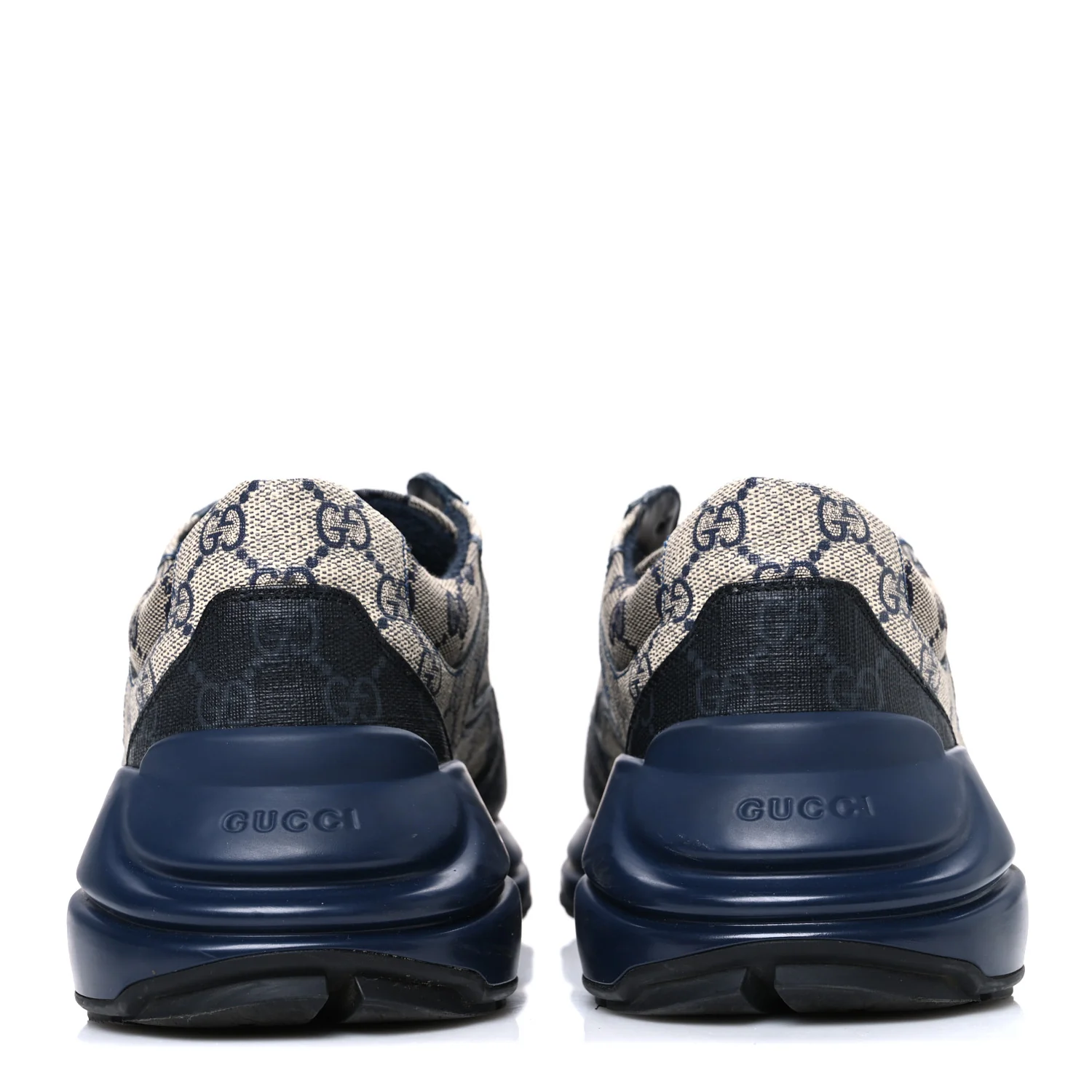 GG Supreme Monogram Mens Rhyton Sneakers 8.5 Beige Black Blue - Image 6