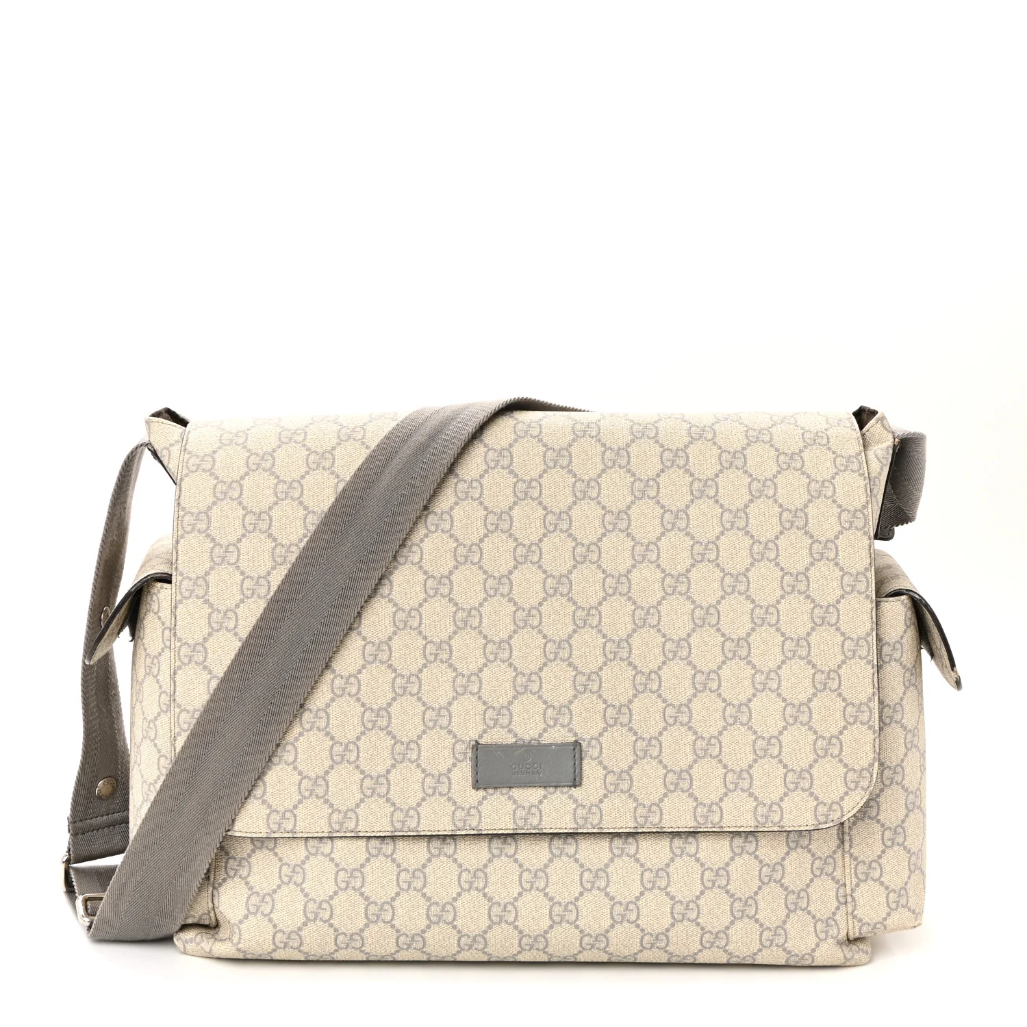 GG Supreme Monogram Messenger Diaper Bag Ecru Grigio