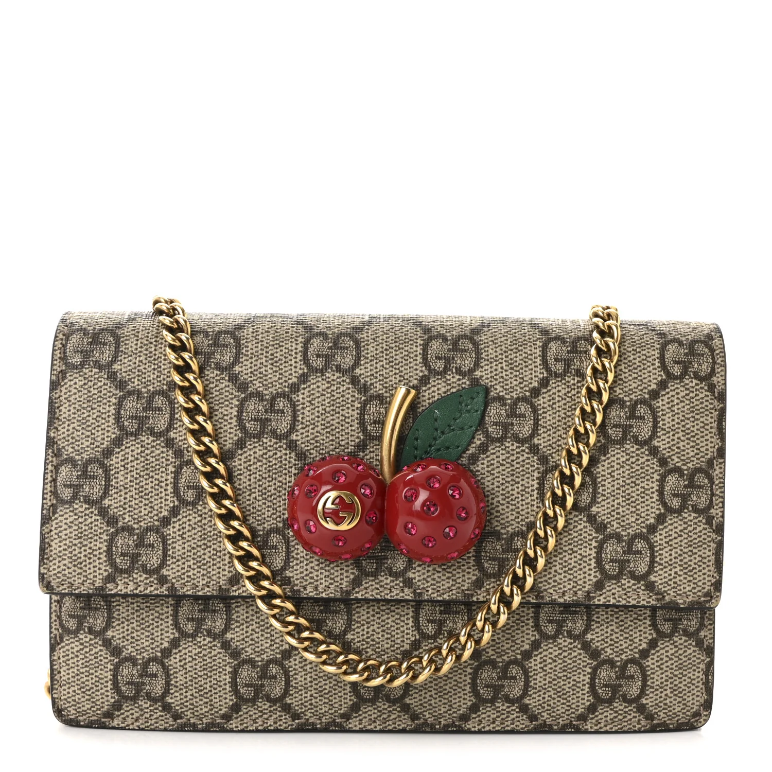 GG Supreme Monogram Mini Cherry Chain Bag