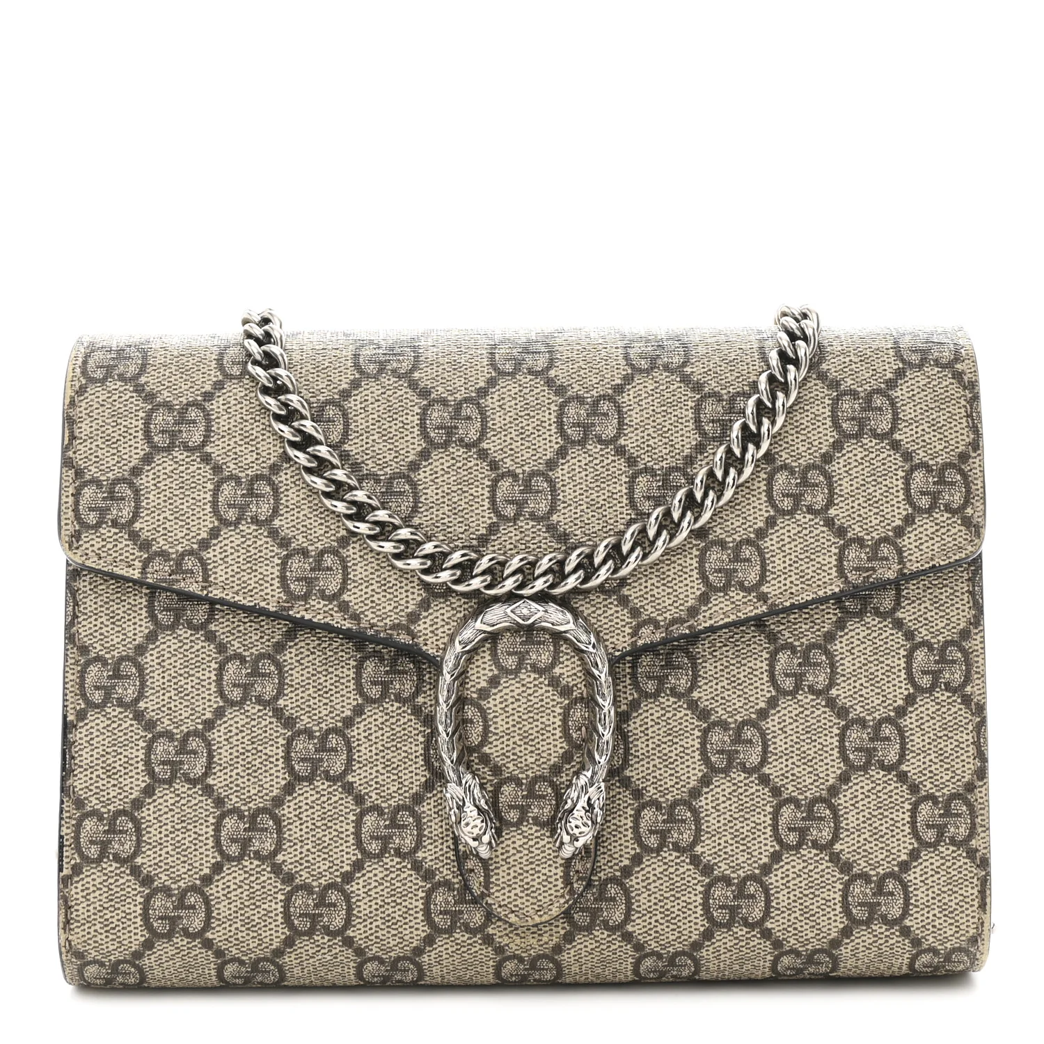 GG Supreme Monogram Mini Dionysus Chain Wallet Beige Black