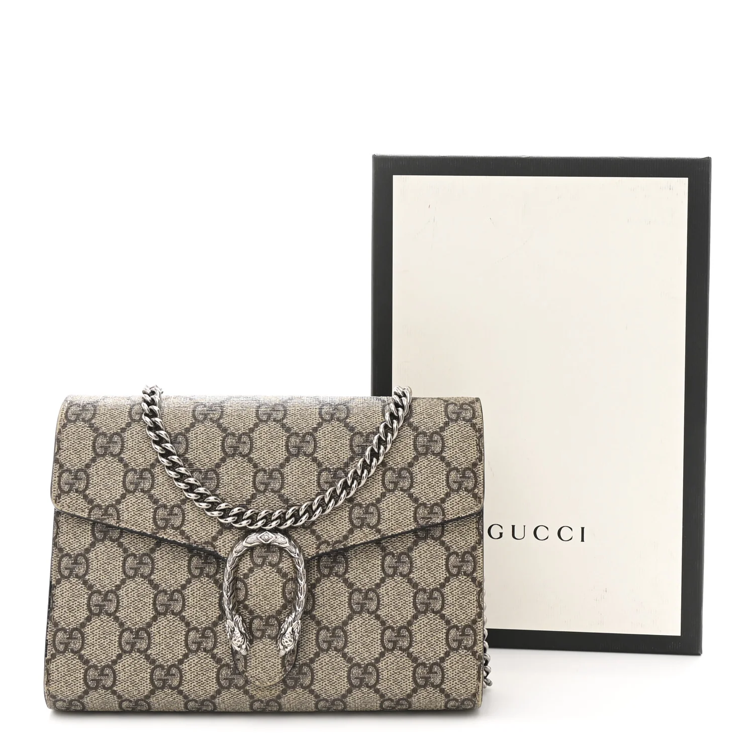GG Supreme Monogram Mini Dionysus Chain Wallet Beige Black - Image 9