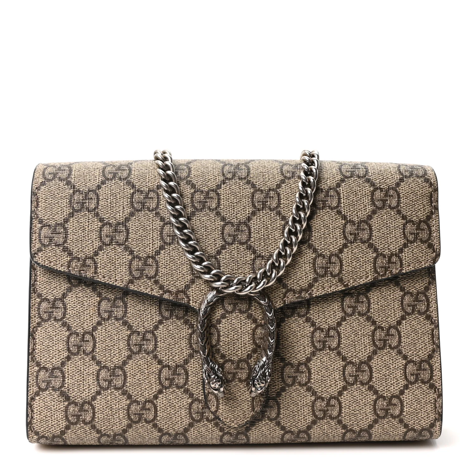 GG Supreme Monogram Mini Dionysus Chain Wallet Beige Black