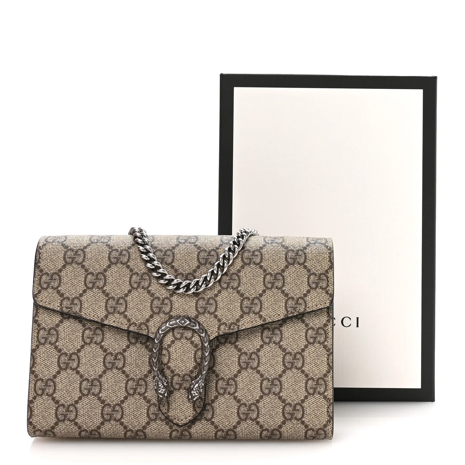 GG Supreme Monogram Mini Dionysus Chain Wallet Beige Black - Image 11