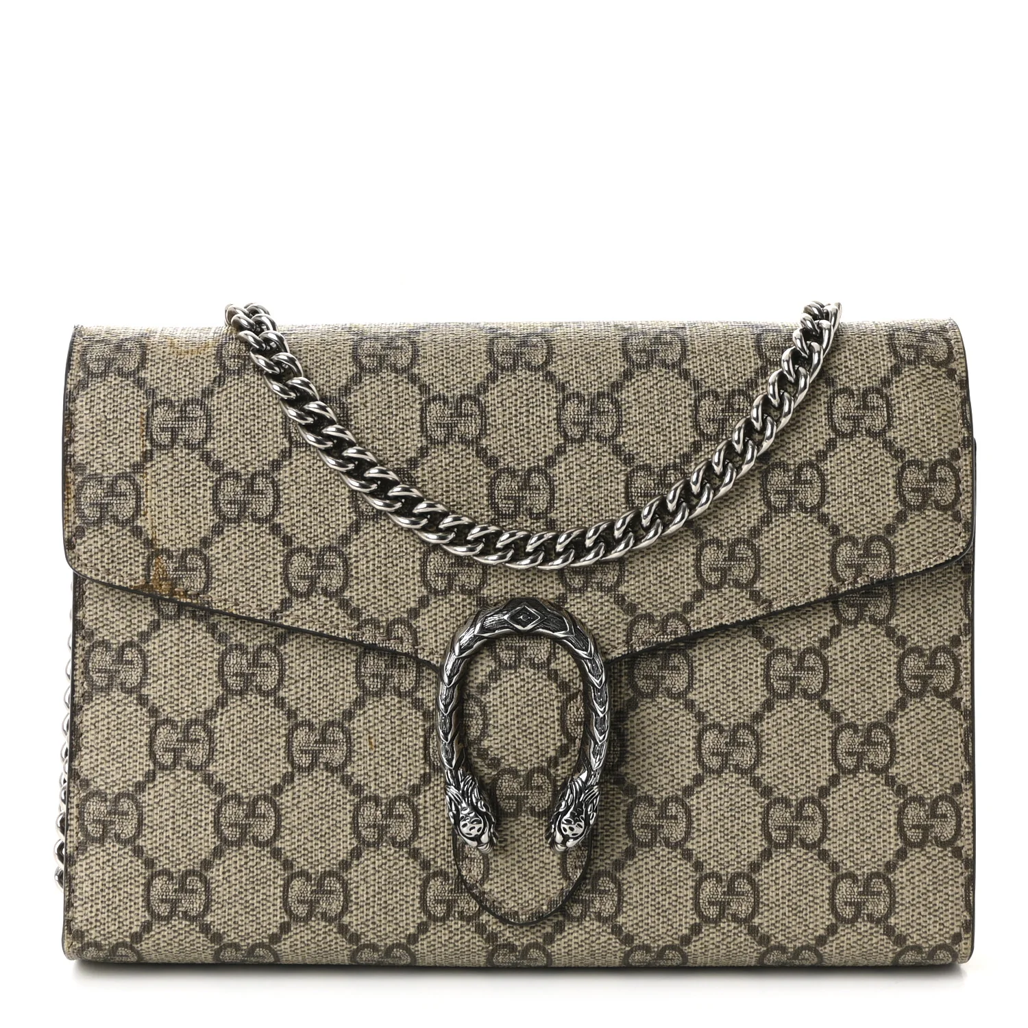 GG Supreme Monogram Mini Dionysus Chain Wallet Beige Taupe