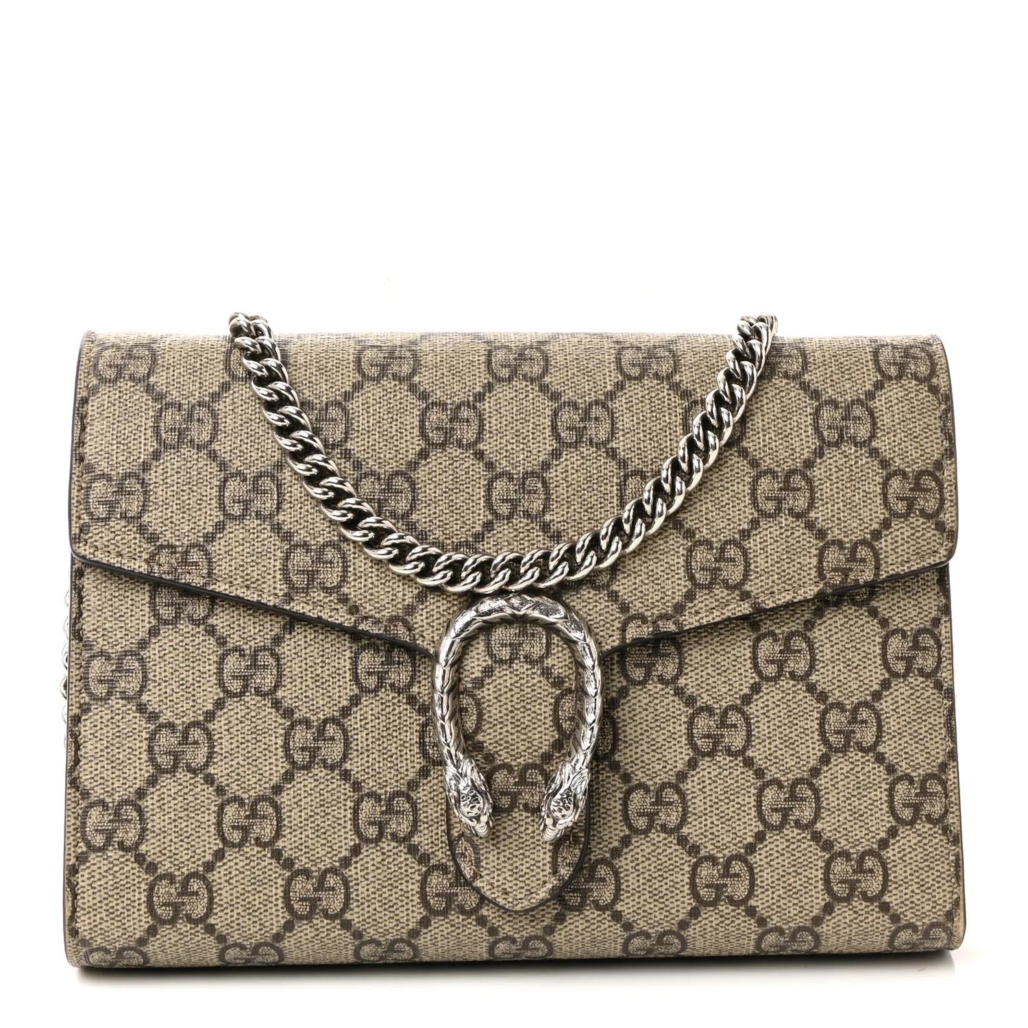 GG Supreme Monogram Mini Dionysus Chain Wallet Beige Taupe