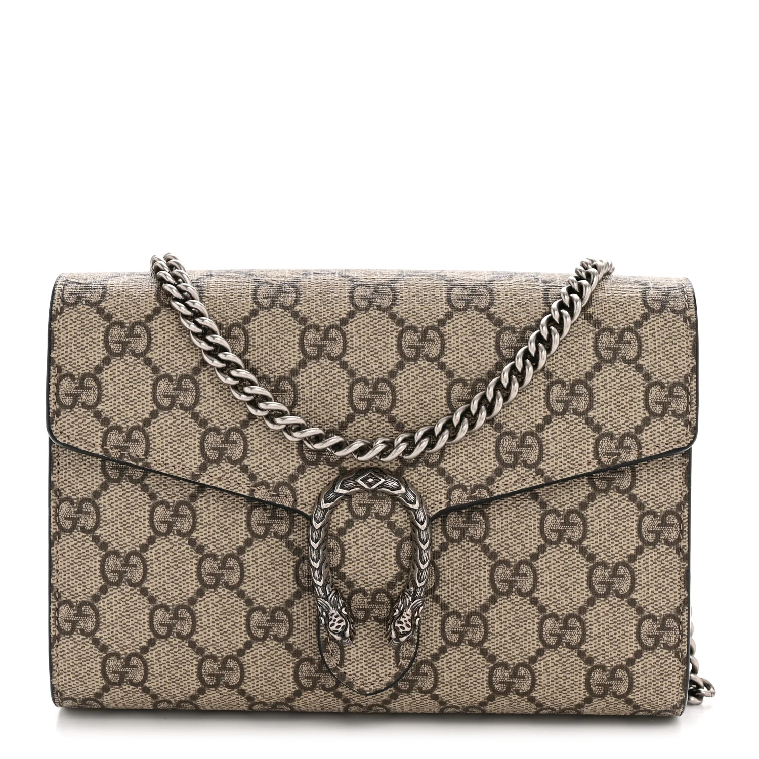 GG Supreme Monogram Mini Dionysus Chain Wallet Black