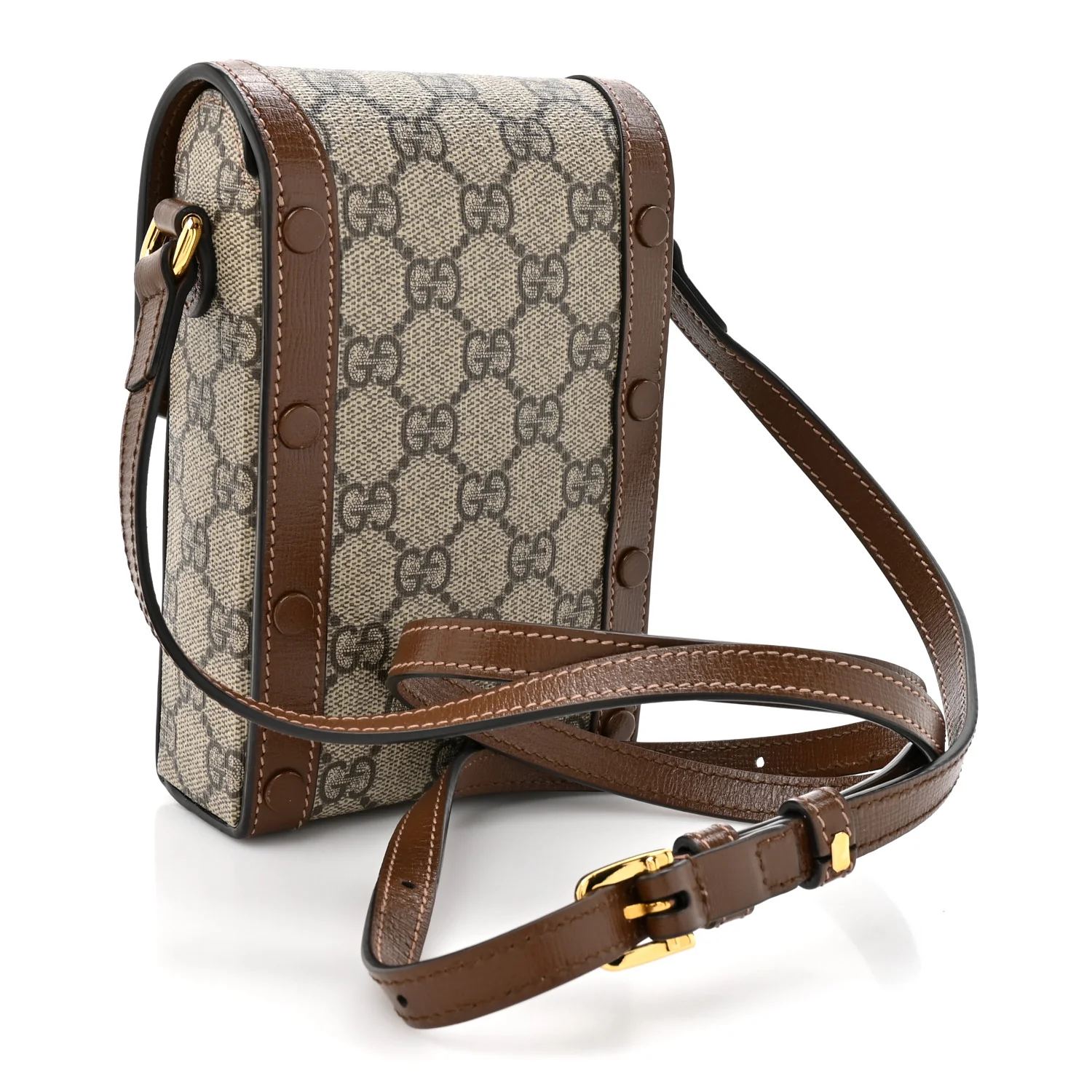 GG Supreme Monogram Mini Horsebit 1955 Crossbody Bag Beige Brown Sugar - Image 3