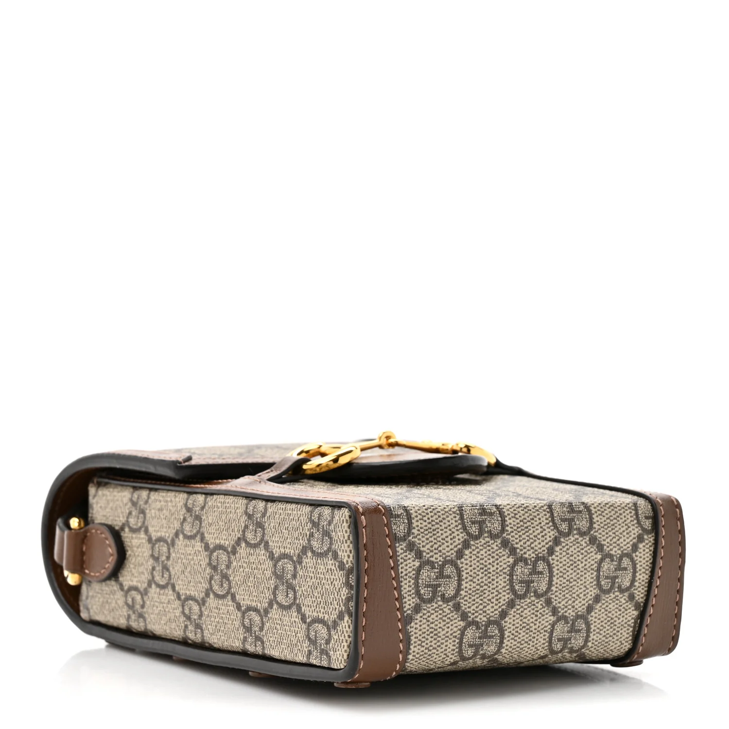 GG Supreme Monogram Mini Horsebit 1955 Crossbody Bag Beige Brown Sugar - Image 4