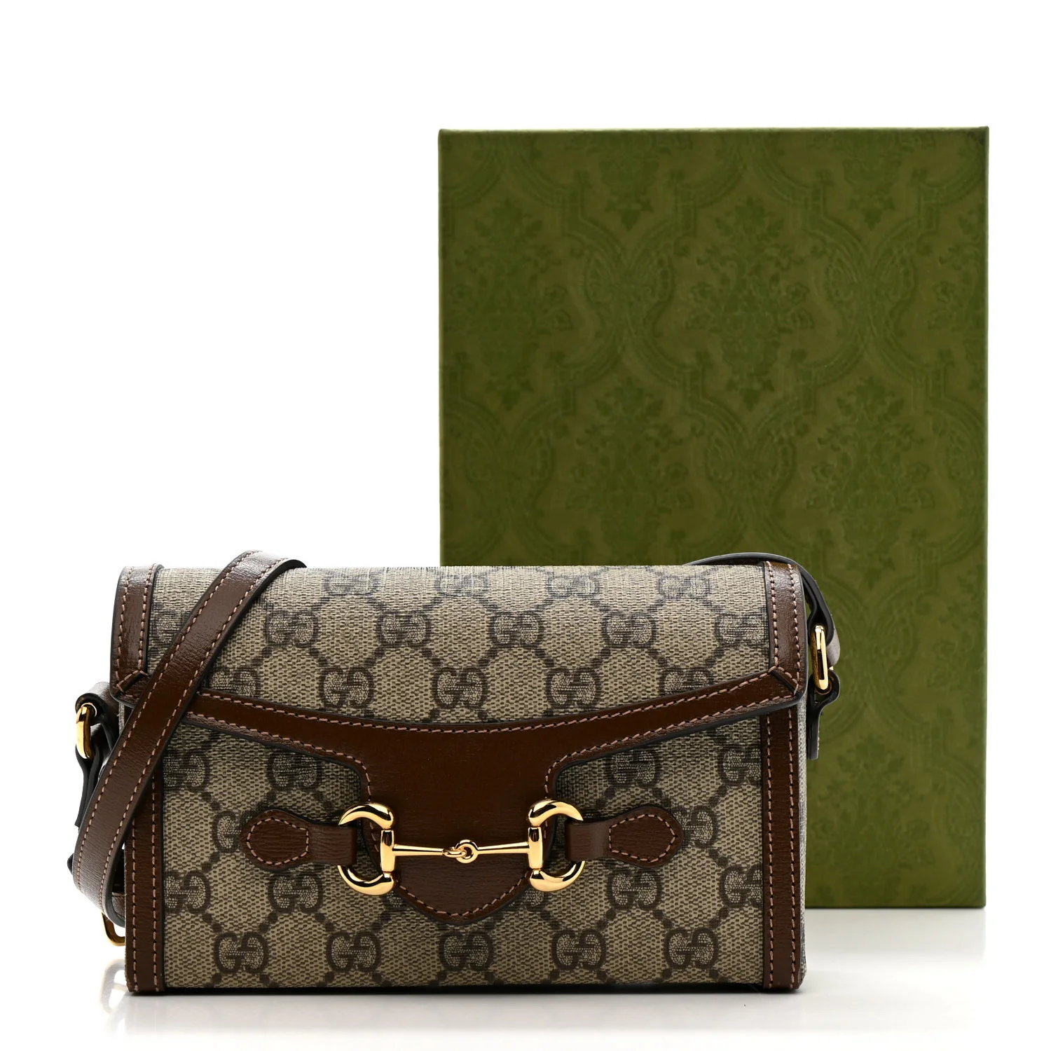 GG Supreme Monogram Mini Horsebit 1955 Shoulder Bag Beige Brown Sugar - Image 12