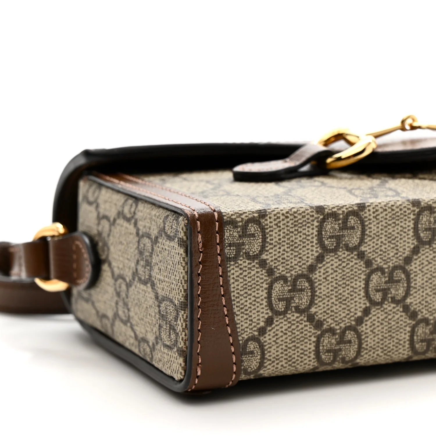 GG Supreme Monogram Mini Horsebit 1955 Shoulder Bag Beige Brown Sugar - Image 9