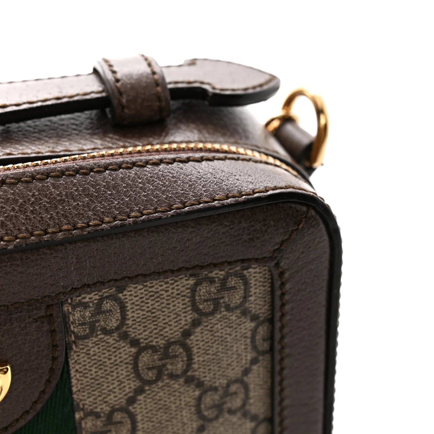 GG Supreme Monogram Mini Ophidia Top Handle Shoulder Bag Brown - Image 11