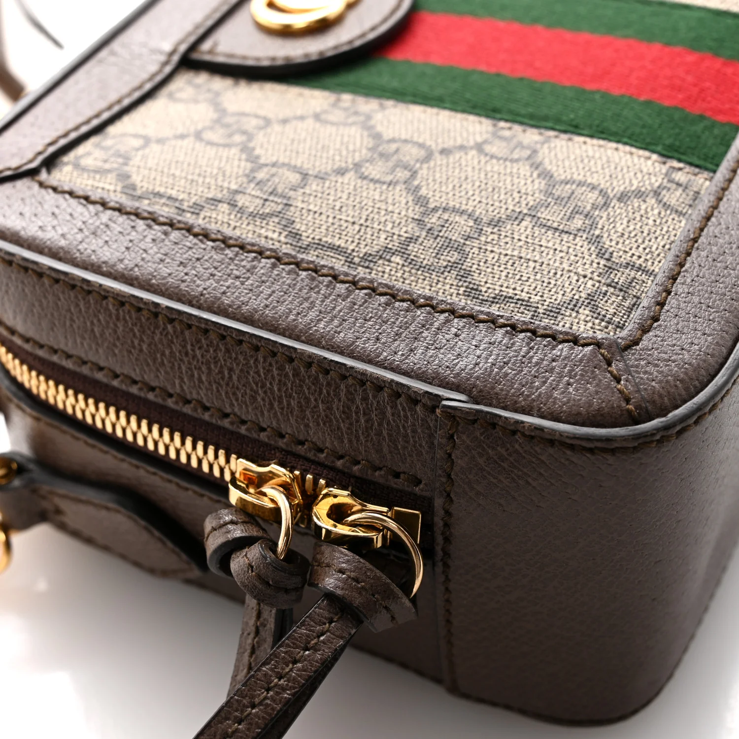 GG Supreme Monogram Mini Ophidia Top Handle Shoulder Bag Brown - Image 14