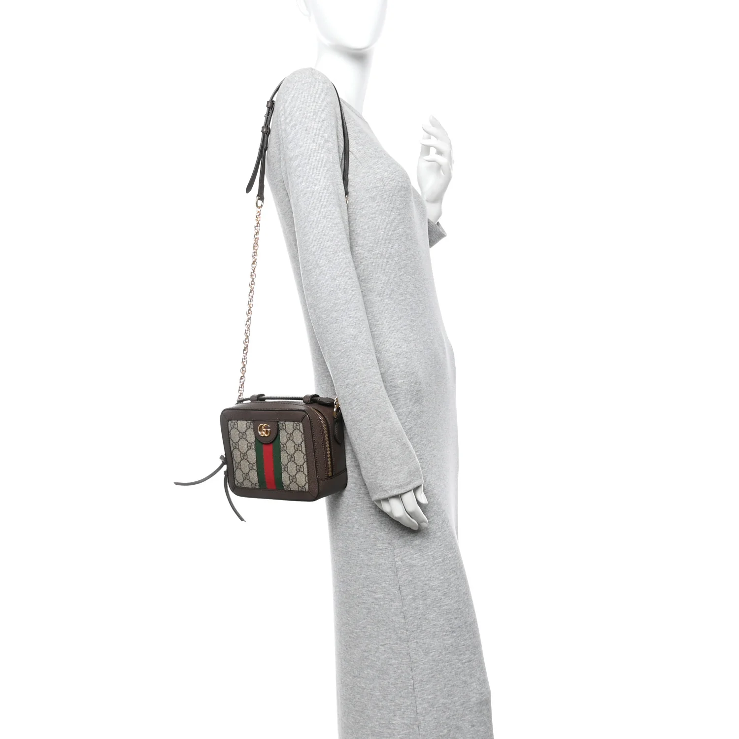 GG Supreme Monogram Mini Ophidia Top Handle Shoulder Bag Brown - Image 2