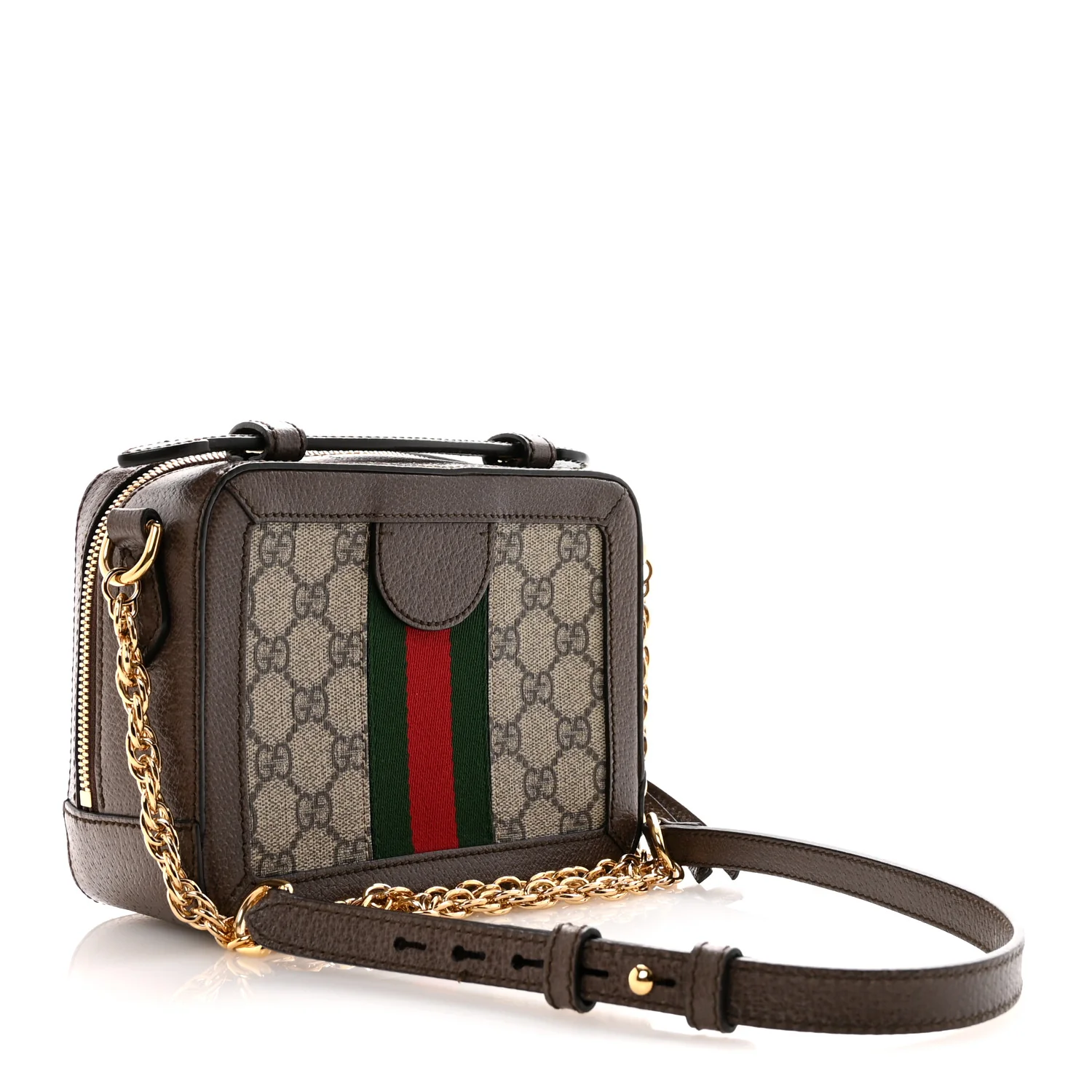 GG Supreme Monogram Mini Ophidia Top Handle Shoulder Bag Brown - Image 3