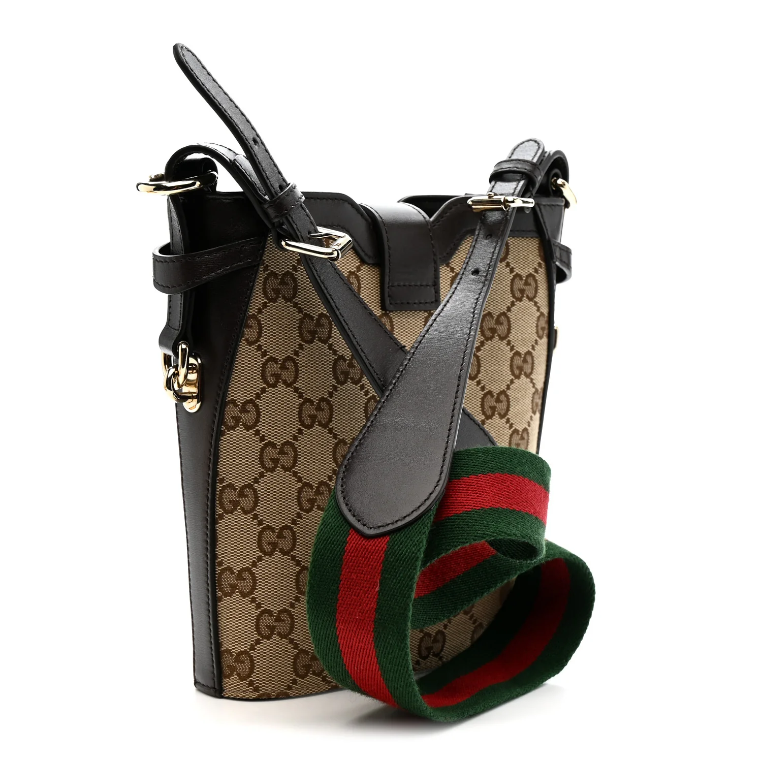 GG Supreme Monogram Mini Shadow Bucket Bag Beige Dark Brown - Image 3