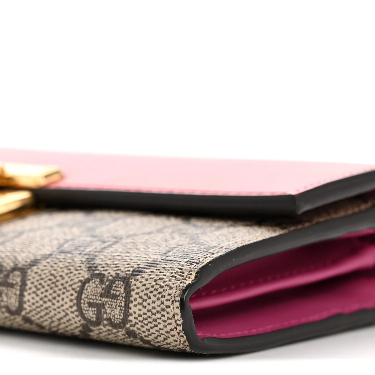 GG Supreme Monogram Moon Calfskin Padlock Continental Chain Wallet Beige Ebony Hibiscus Red New Rosette - Image 10