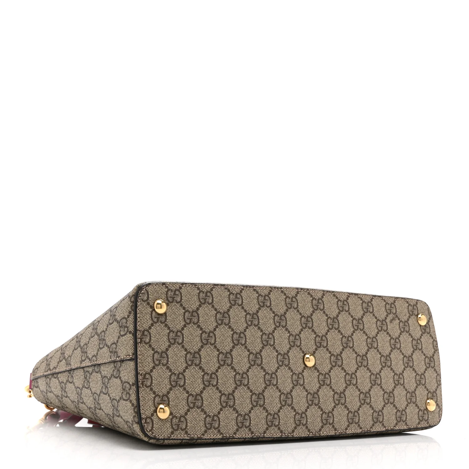 GG Supreme Monogram Moon Calfskin Small Zip Top Tote Beige Ebony Hibiscus Red New Rosette - Image 4