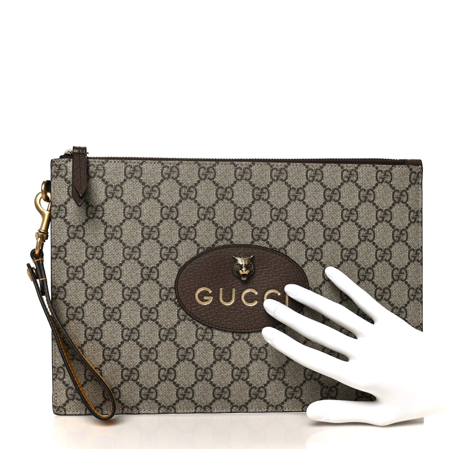 GG Supreme Monogram Neo Vintage Zip Wristlet Pouch Beige New Acero Crop - Image 2