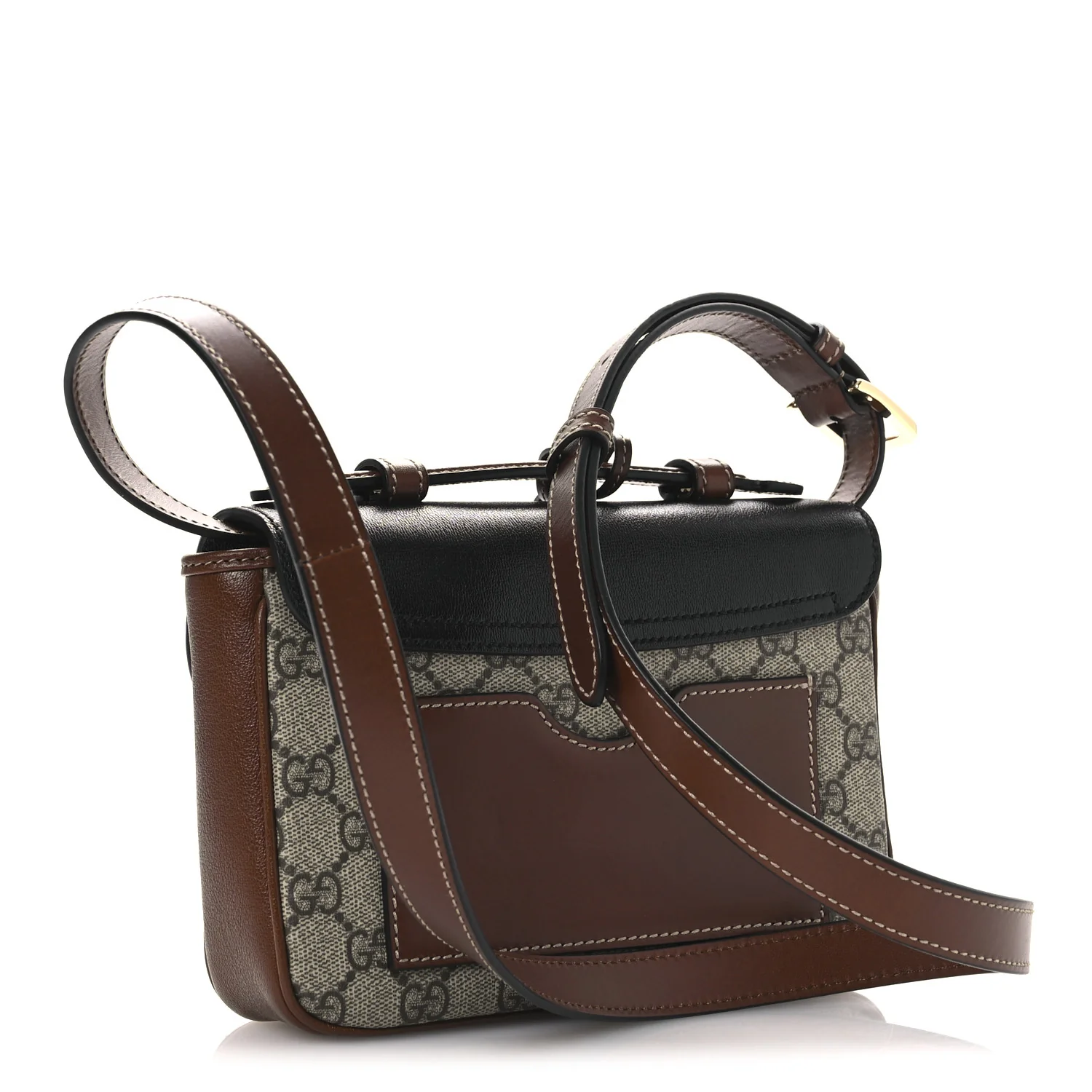GG Supreme Monogram New Sakai Lux Calfskin Mini Padlock Flap Pocket Shoulder Bag Beige Ebony Black Cuir - Image 3