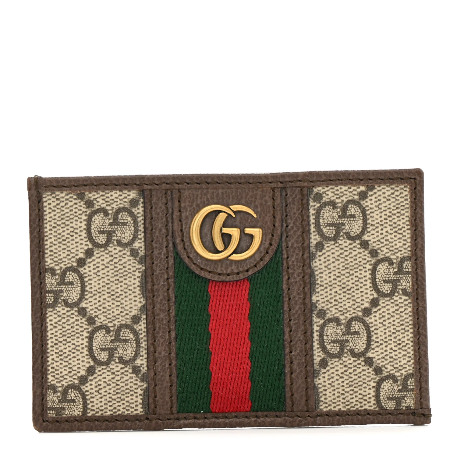 GG Supreme Monogram Ophidia Card Holder Brown
