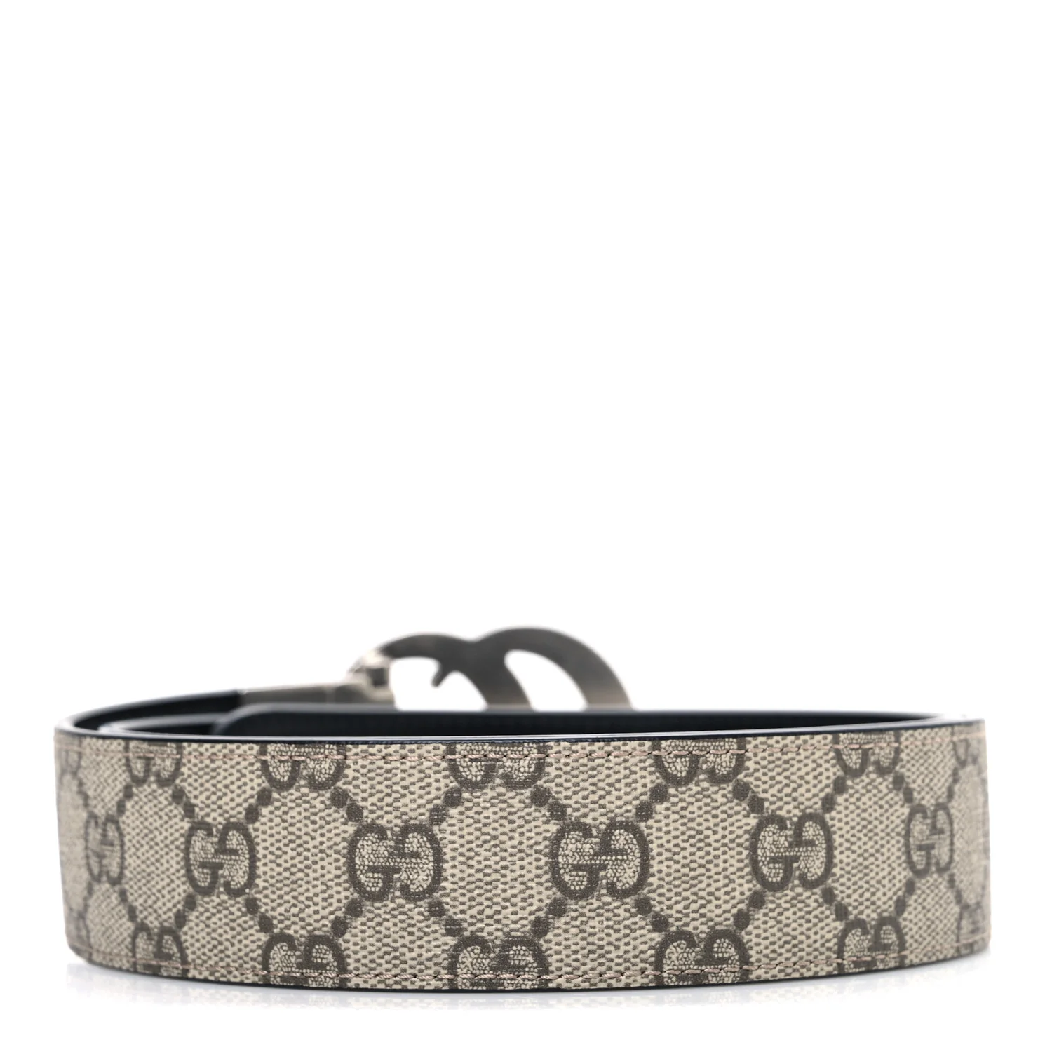 GG Supreme Monogram Plutone Calfskin Palladium Double G Reversible 37mm Belt 85 34 Beige Ebony Black - Image 2
