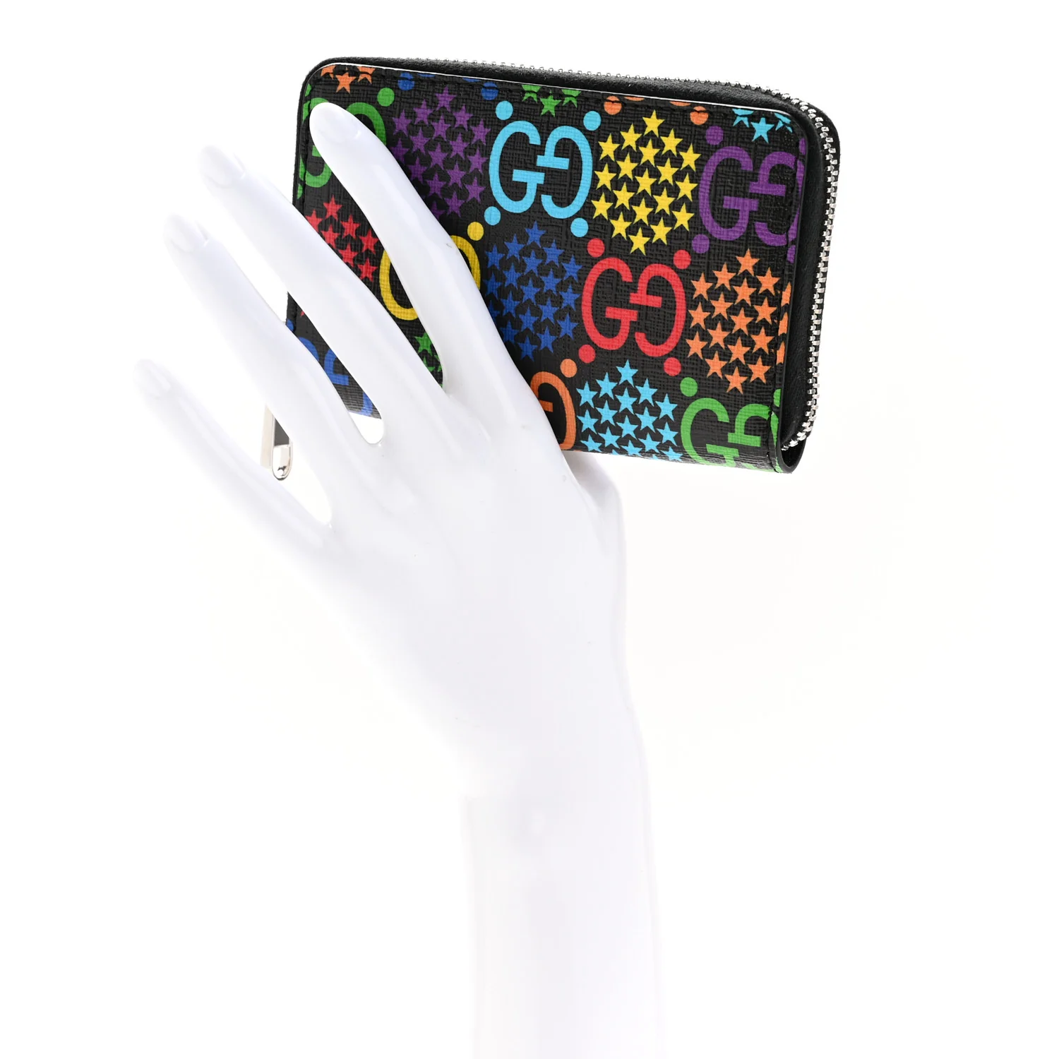 GG Supreme Monogram Psychedelic Zip Around Card Case Wallet Black - Image 2