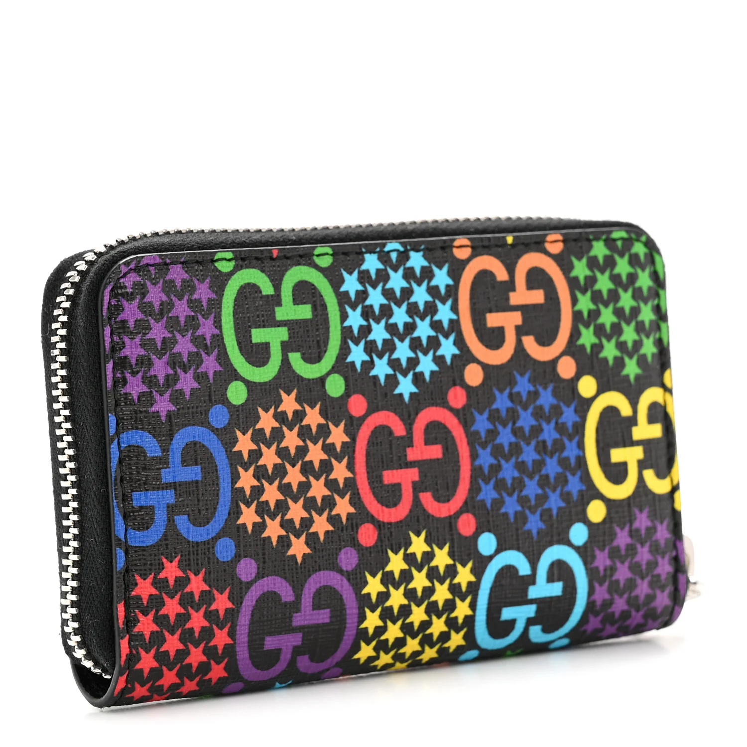 GG Supreme Monogram Psychedelic Zip Around Card Case Wallet Black - Image 3