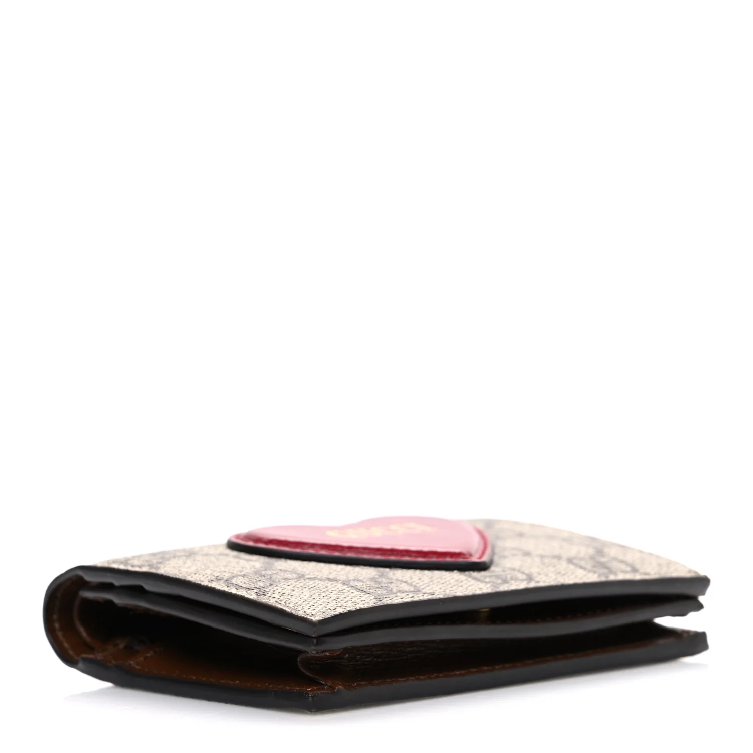 GG Supreme Monogram Script Logo Heart Card Case New Cherry Red Beige New Acero - Image 4