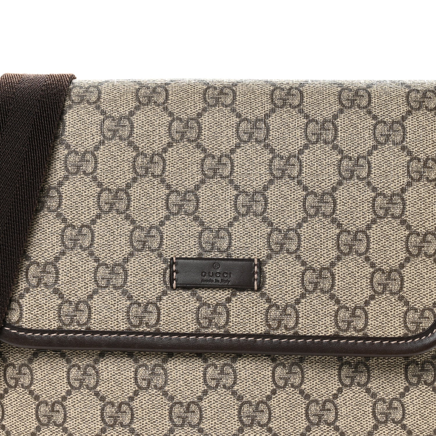 GG Supreme Monogram Selleria Calfskin Small Flap Messenger Bag Beige Ebony Cocoa Dark Chocolate - Image 8