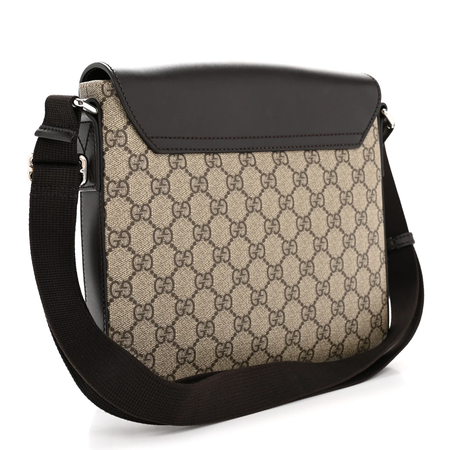 GG Supreme Monogram Selleria Calfskin Small Satchel Messenger Bag Beige Ebony Cocoa Dark Chocolate - Image 2