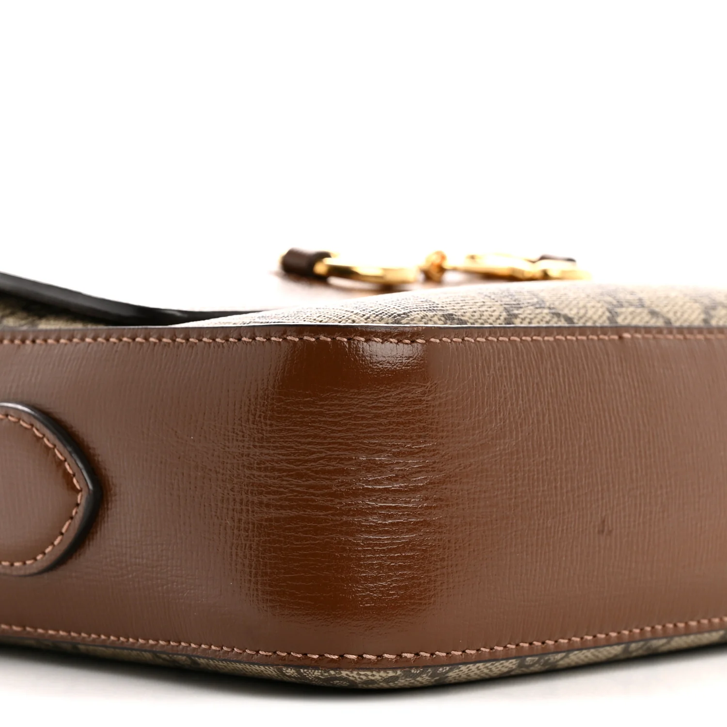GG Supreme Monogram Small Horsebit 1955 Shoulder Bag Beige Brown Sugar - Image 9