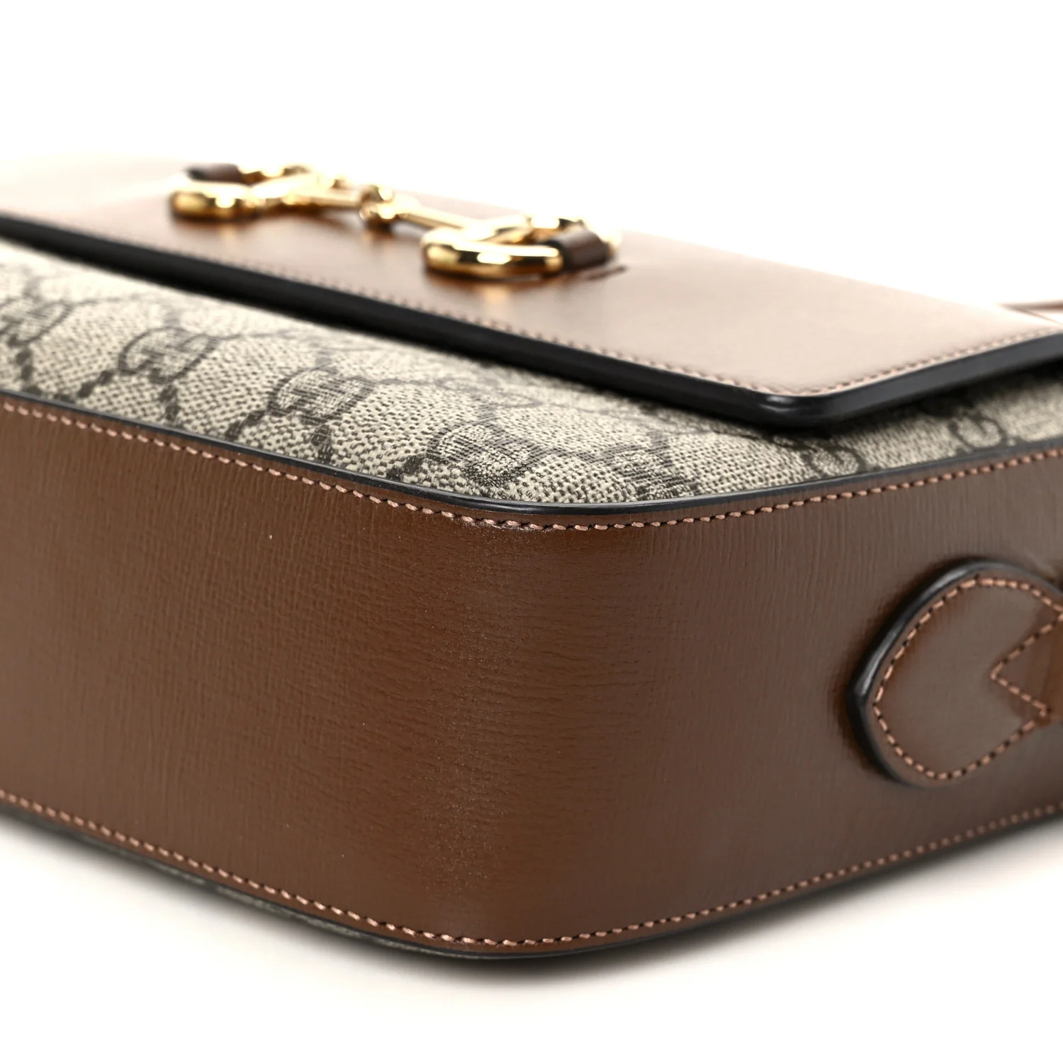 GG Supreme Monogram Small Horsebit 1955 Shoulder Bag Beige Brown Sugar - Image 11