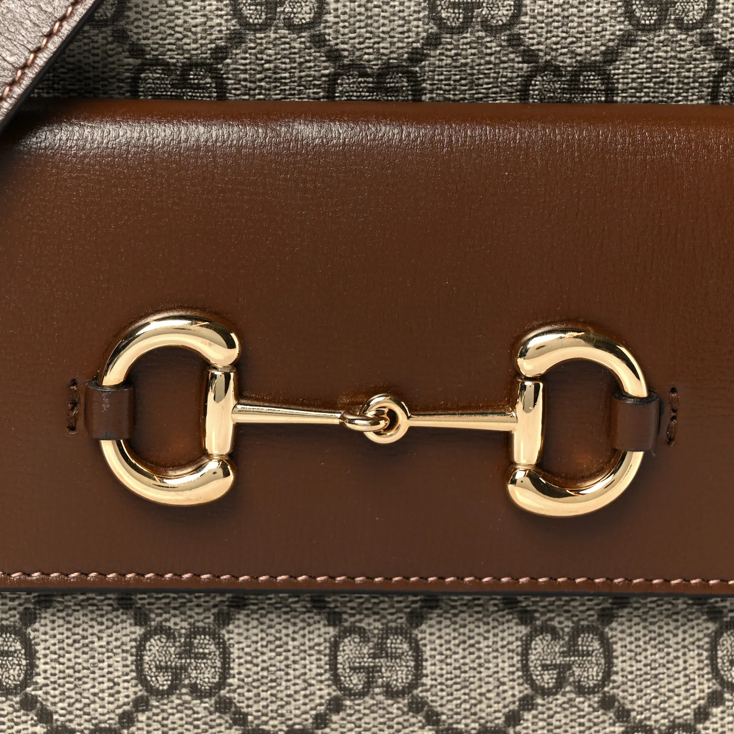 GG Supreme Monogram Small Horsebit 1955 Shoulder Bag Beige Brown Sugar - Image 9