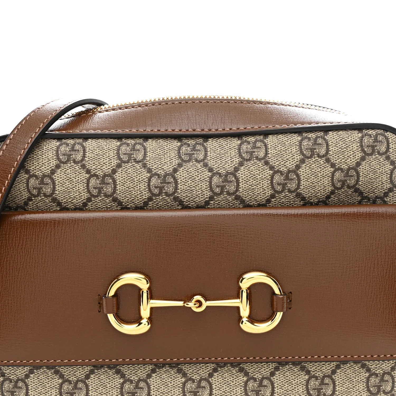 GG Supreme Monogram Small Horsebit 1955 Shoulder Bag Beige Brown Sugar - Image 8